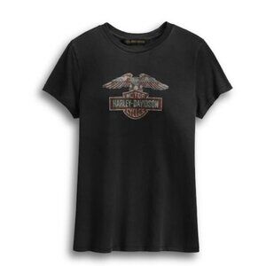 Harley-Davidson Women's Distressed Eagle Logo Tee Size L